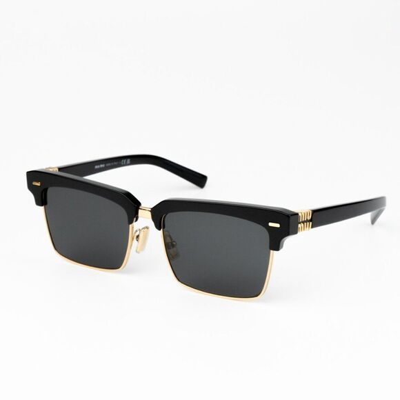 NEW Miu Miu MU10ZS 1AB5S0 Black Dark Grey Square Unisex Sunglasses 0MU 10ZS